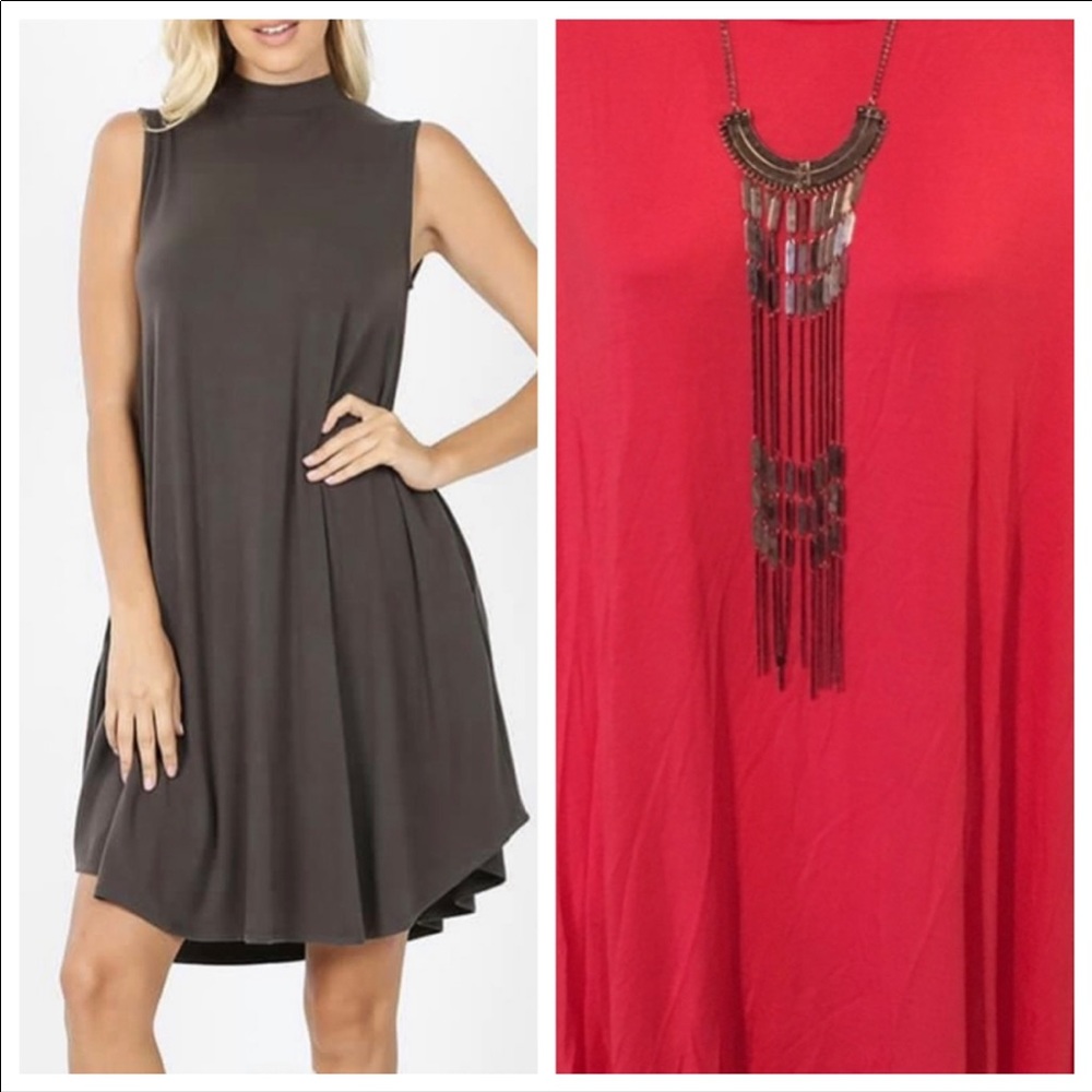 •NWT•L-1X• NINA HOT PINK SWING DRESS•NEW - Picture 2 of 7